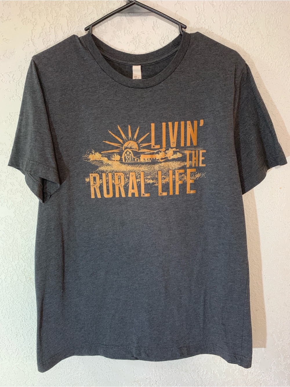 Bella Canvas Charcoal T‑Shirt with Yellow Farm Graphic - Livin' The Rural Life